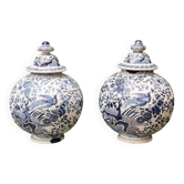 Paire de potiches couvertes, Delft, 18ème, Willem Van der Kool