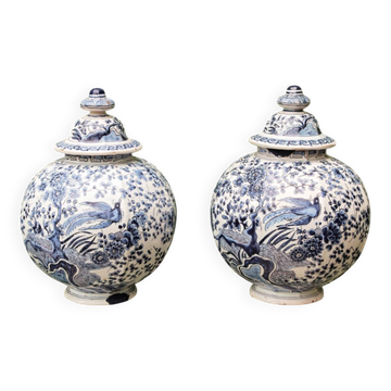 Paire de potiches couvertes, Delft, 18ème, Willem Van der Kool