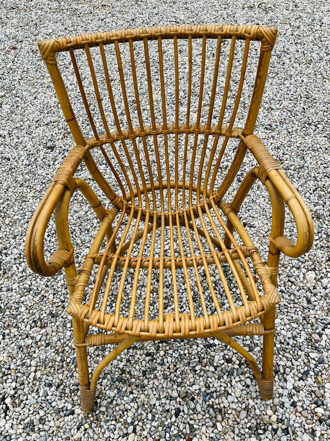 Original vintage rattan armchair
