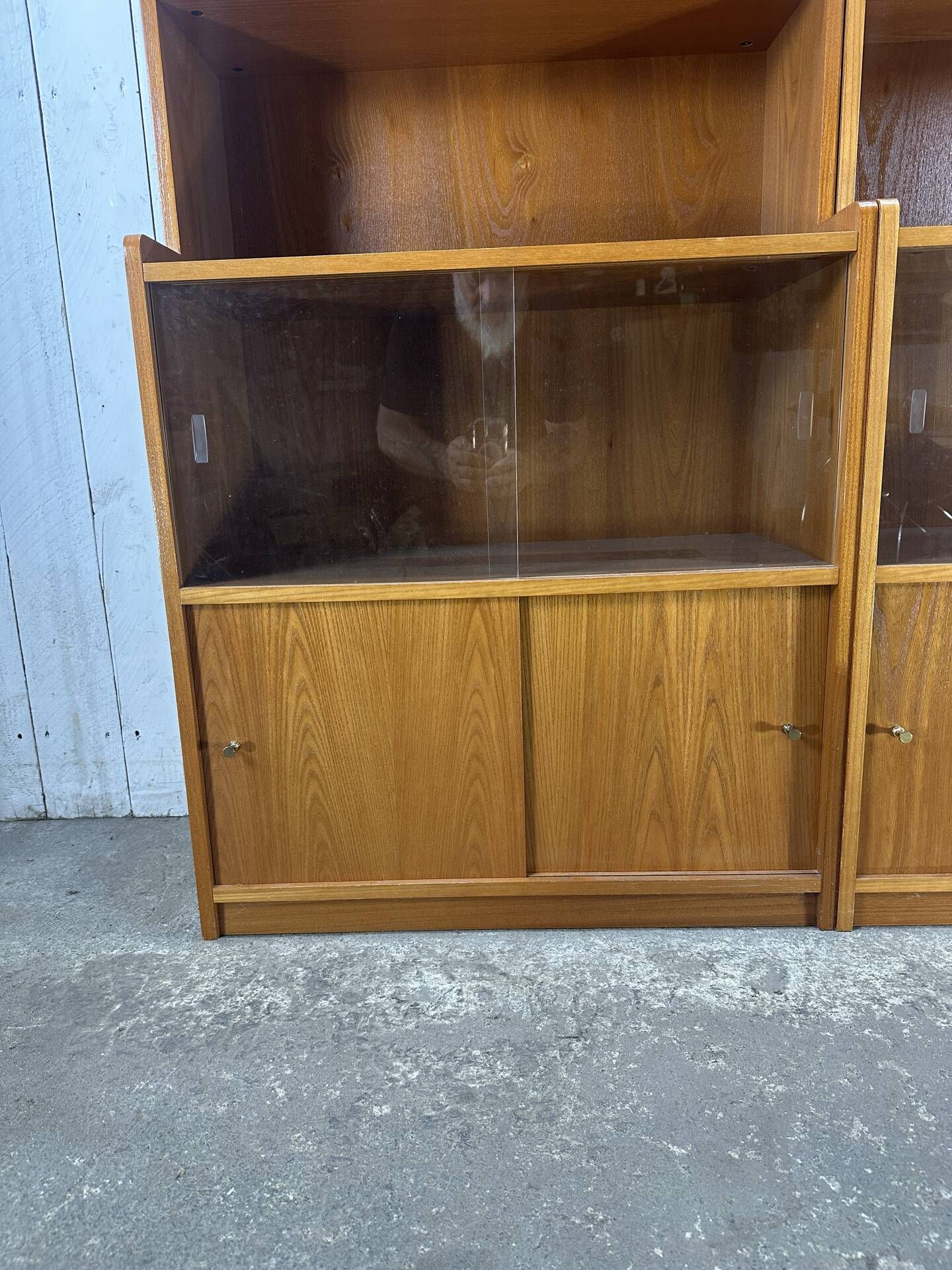 Pair of large vintage wooden display cabinets – 1960s/70s