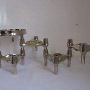 Set de bougeoirs modulaires Bmf édition argent conçus par Fritz Nagel & Ceasar Stoffi