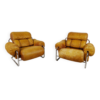 Pair of Italian “Tucroma” Armchairs by Guido Faleschini, 1970s