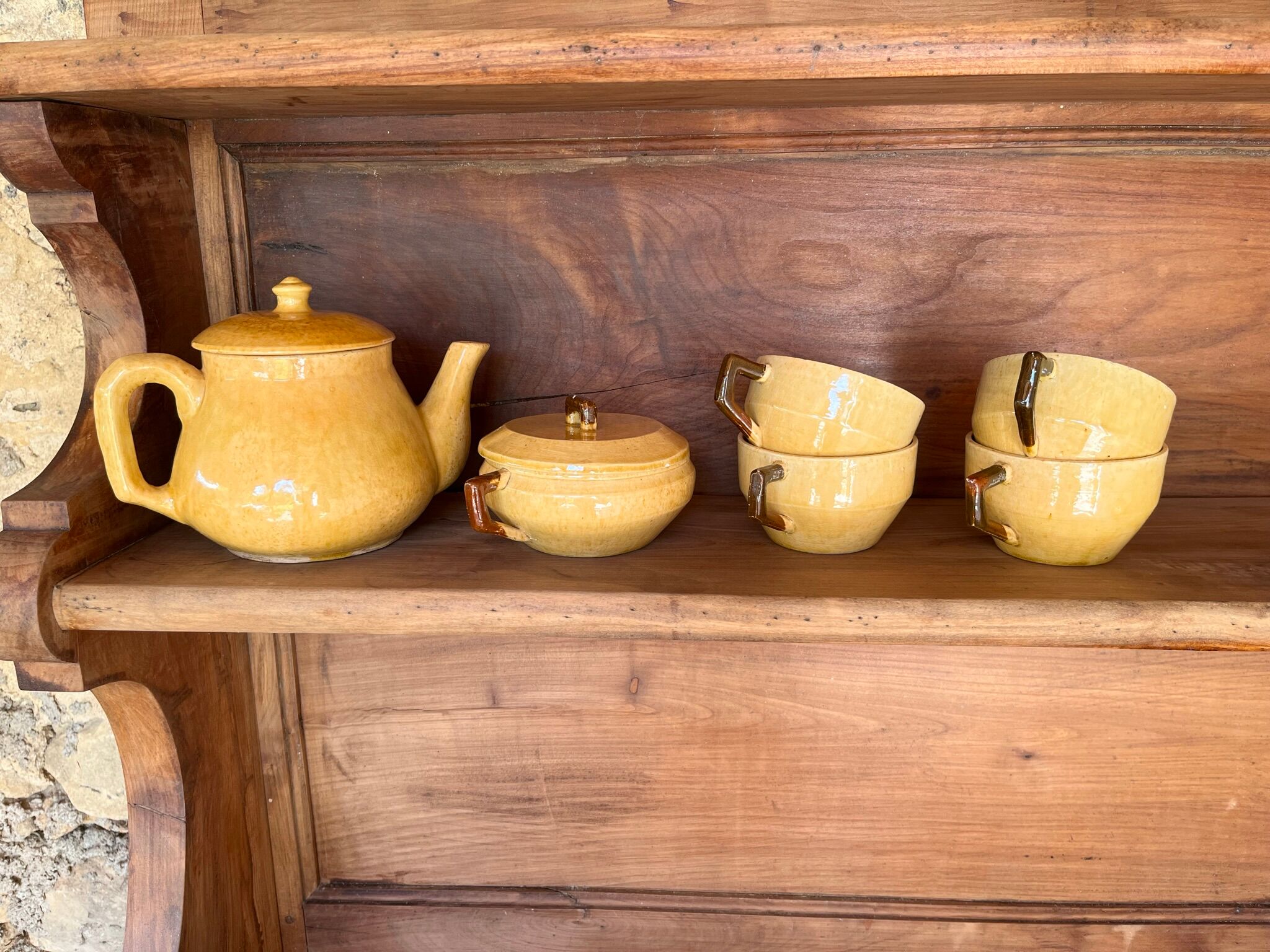 Ochre coffee set signed G. Platon Vallauris