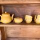 Ochre coffee set signed G. Platon Vallauris