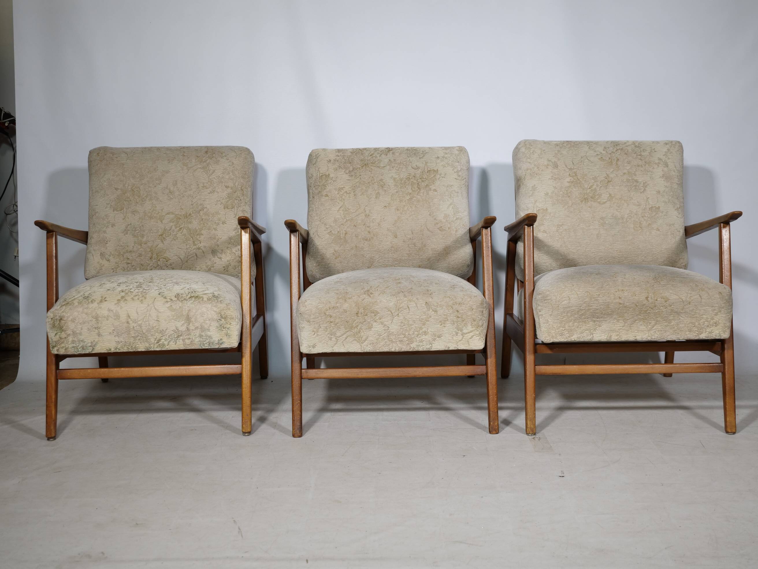 Chaises de salon en teck scandinaves des années 60, ensemble de 3.