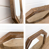 Miroir vintage octogonal en bois massif, style rustique ou entrée rétro