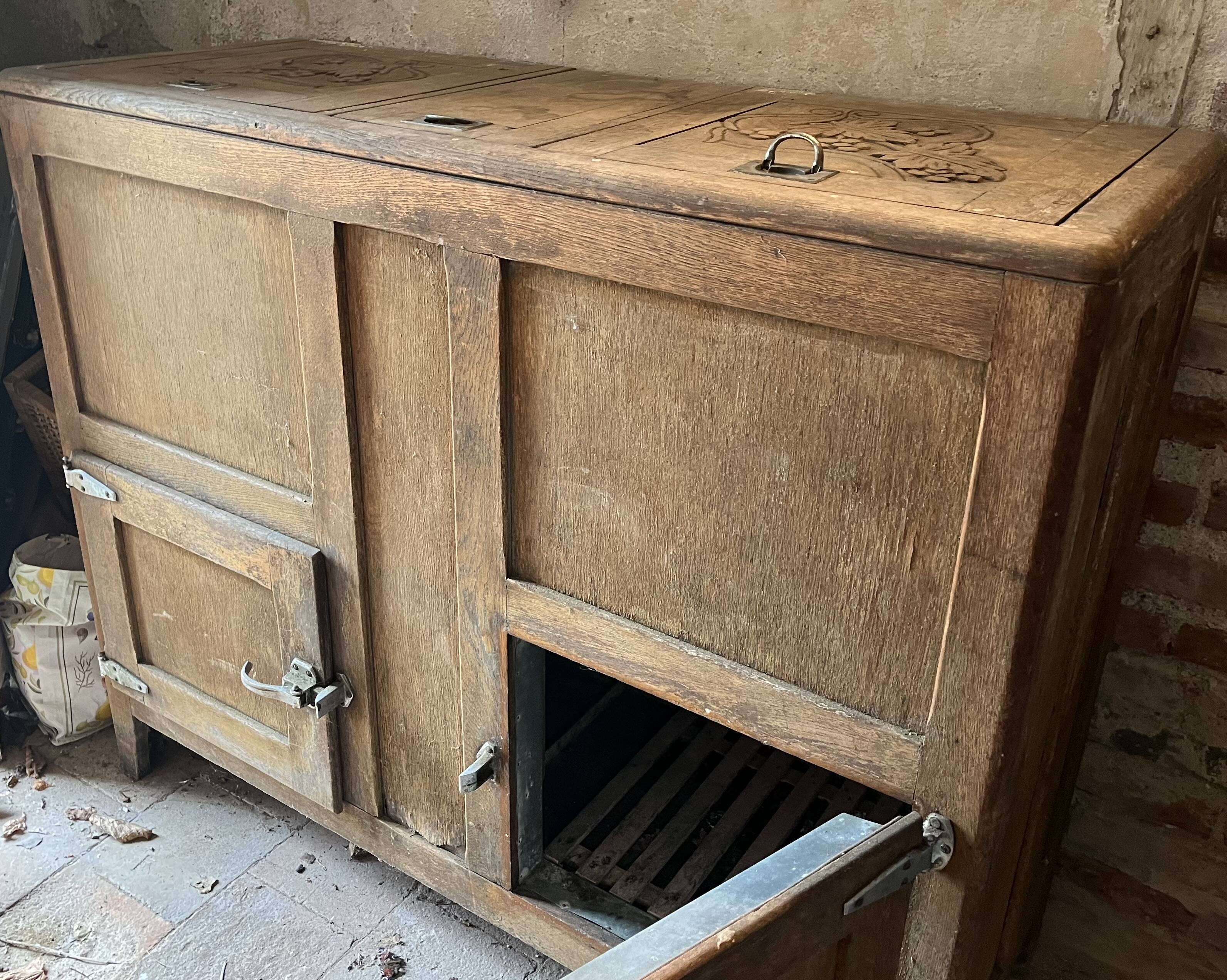 Old wooden refrigerator