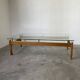 Table scandinave teck blond et verre 60