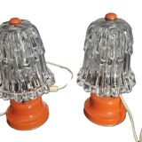 Pair of Vintage 70's Orange Mushroom Lamps