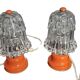 Paire de Lampes Champignon Orange Vintage 70's