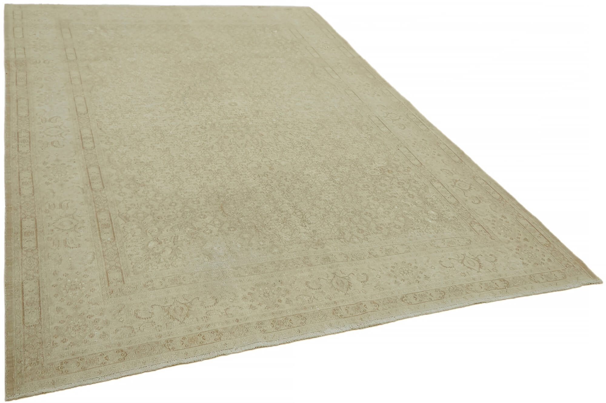 Hand-knotted persian vintage 1970s 211 cm x 286 cm beige wool carpet