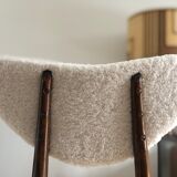 Midcentury White bouclé Heart Chairs, by Kurmanowicz, 1960s, Set of 6