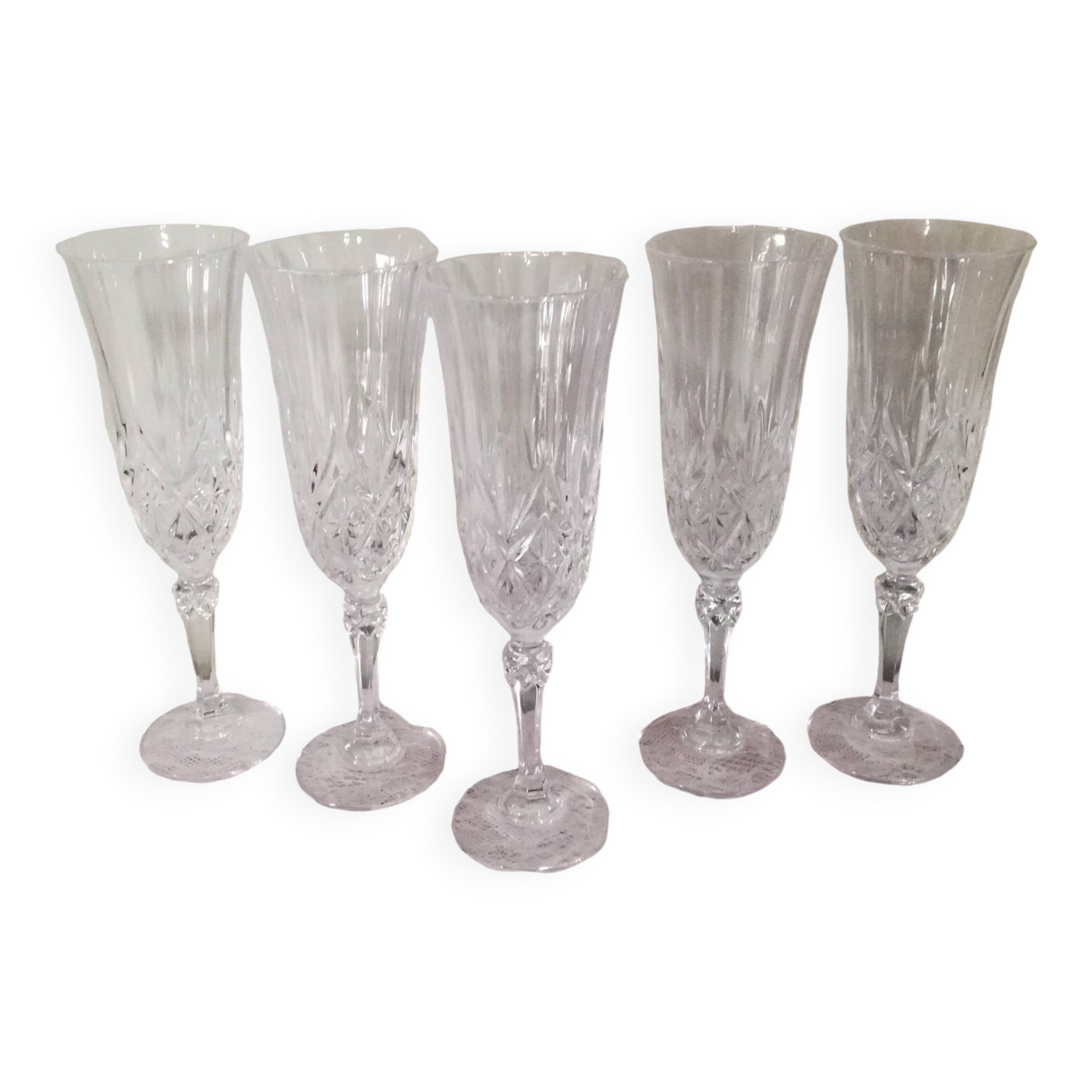5 crystal champagne flutes