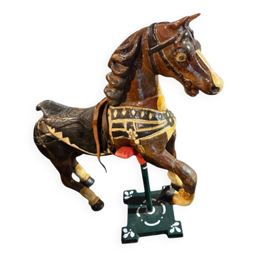 Carousel horse / decorative wooden horse, carved and varnished.