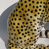 Terracotta ceramic cheetah or leopard statue, 1950s