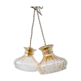 Pair of amber glass walkmen to hang in suspension