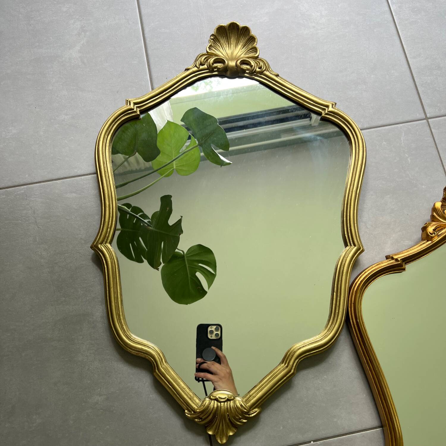 Miroir coquille doré