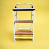 Vintage stepladder in Formica, wood and chromed metal