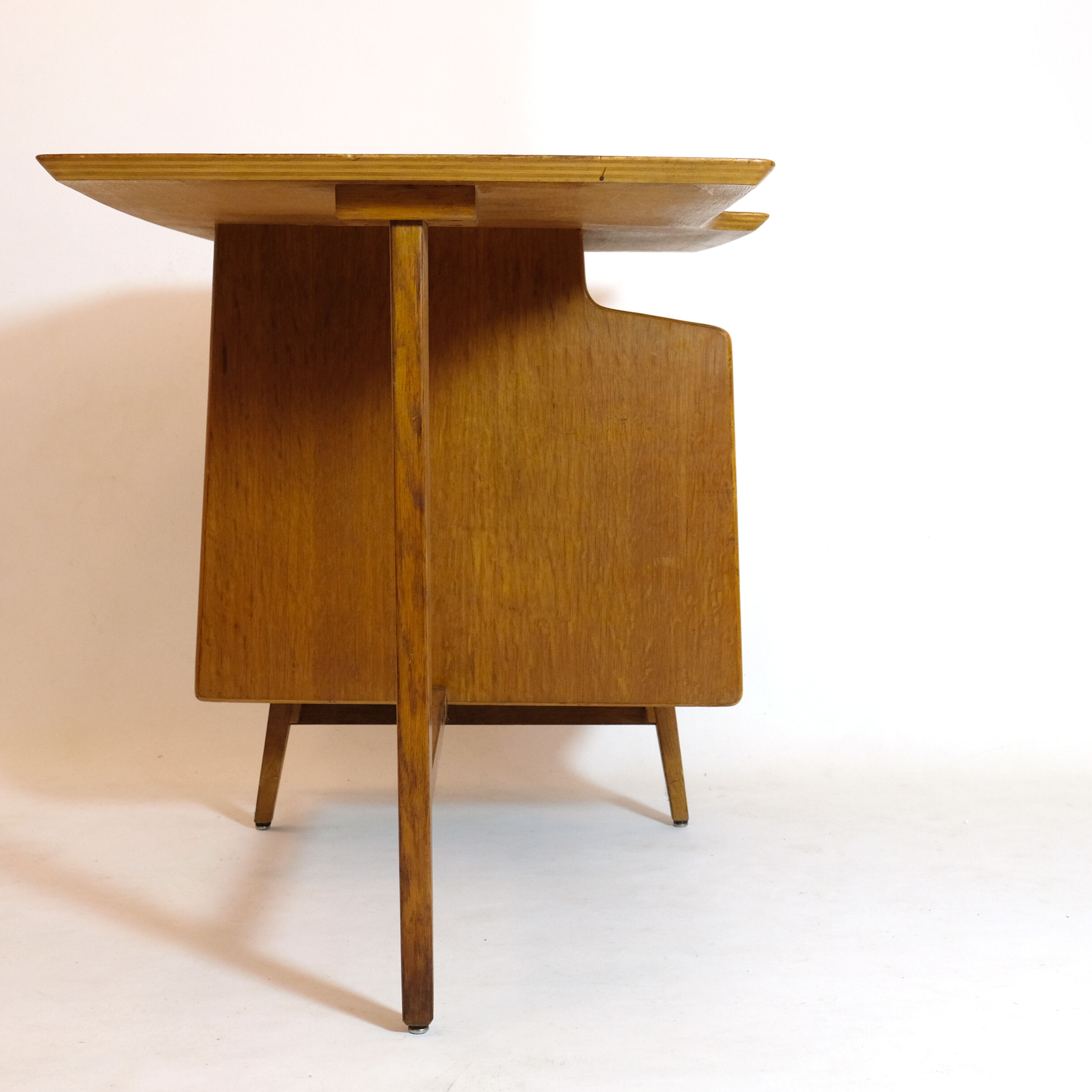 Jacques Hauville, tripod oak desk, 1950