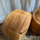 Pair of leather poufs