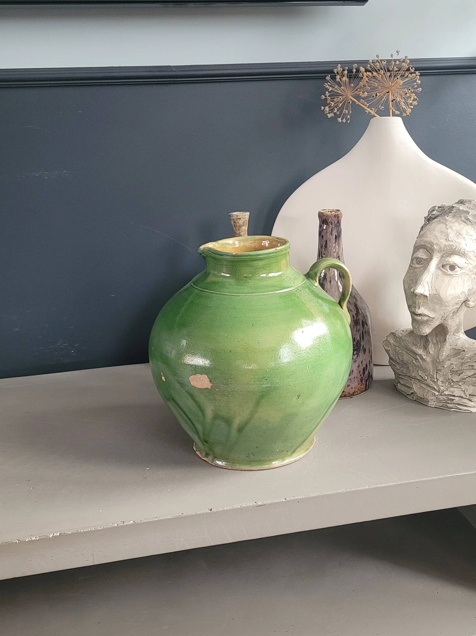 Green glazed terracotta jar