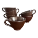 Lot de 6 tasses en céramique vintage - tasse en grès couleur chocolat