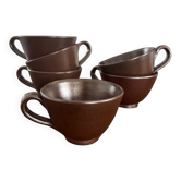 Lot de 6 tasses en céramique vintage - tasse en grès couleur chocolat