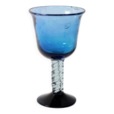 Vintage Murano Blue Hand Blown Twisted Stem Wine Goblet / Murano / Italy