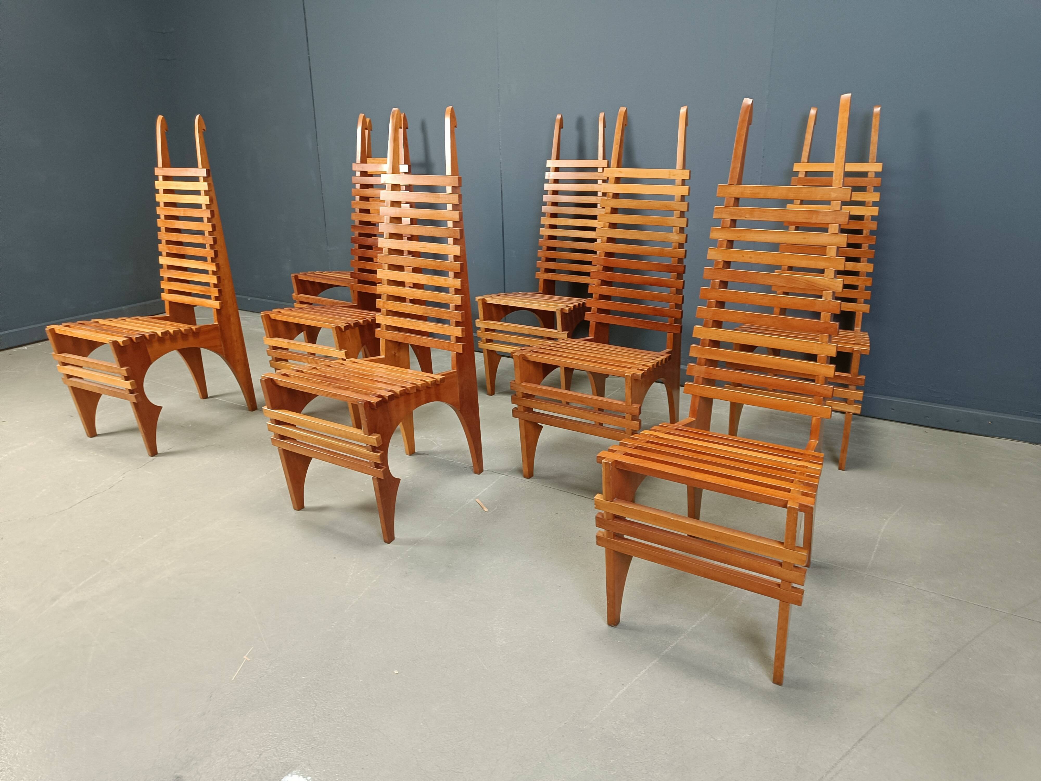 Postmodern 'Calcar' dining chairs by Benoit Lange, 1990s