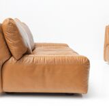 Bengodi vintage cognac leather sofas design Cini Boeri for arflex italy