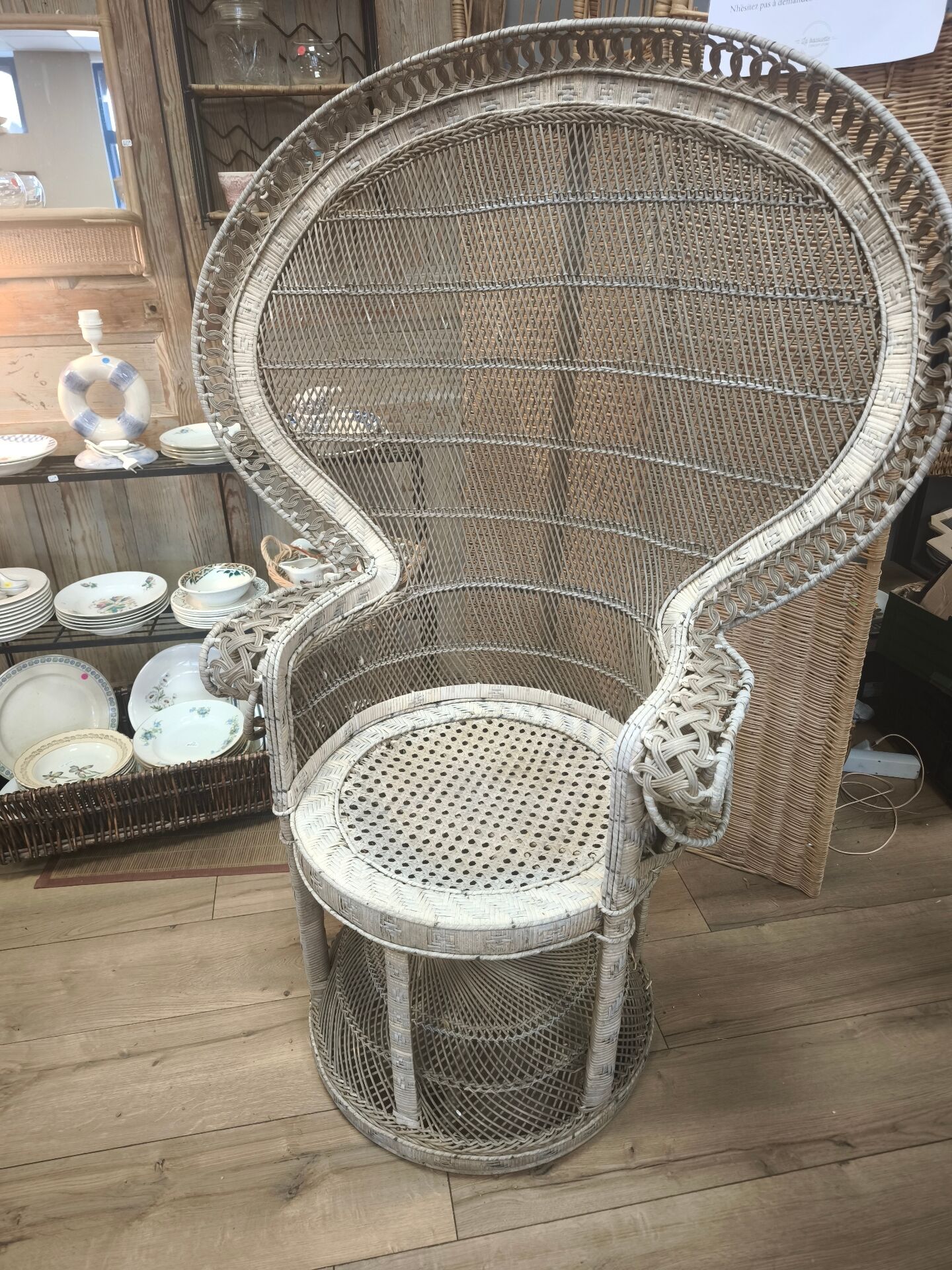 Antique armchair in rattan and wicker