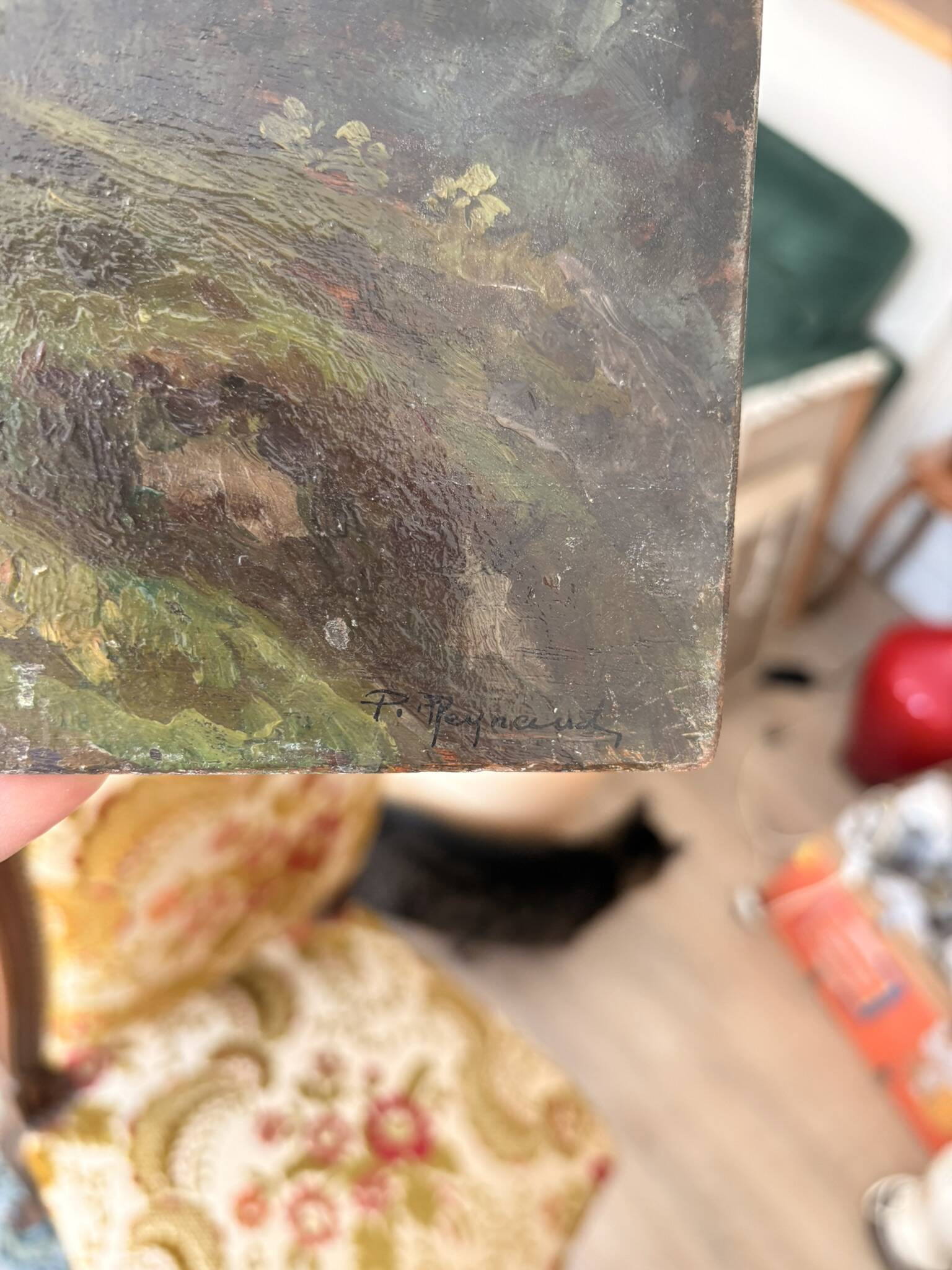 Old Oil Painting Wood Panel P Reynaud Post-Impressionism Landscape