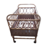Vintage baby cradle in rattan with mattress