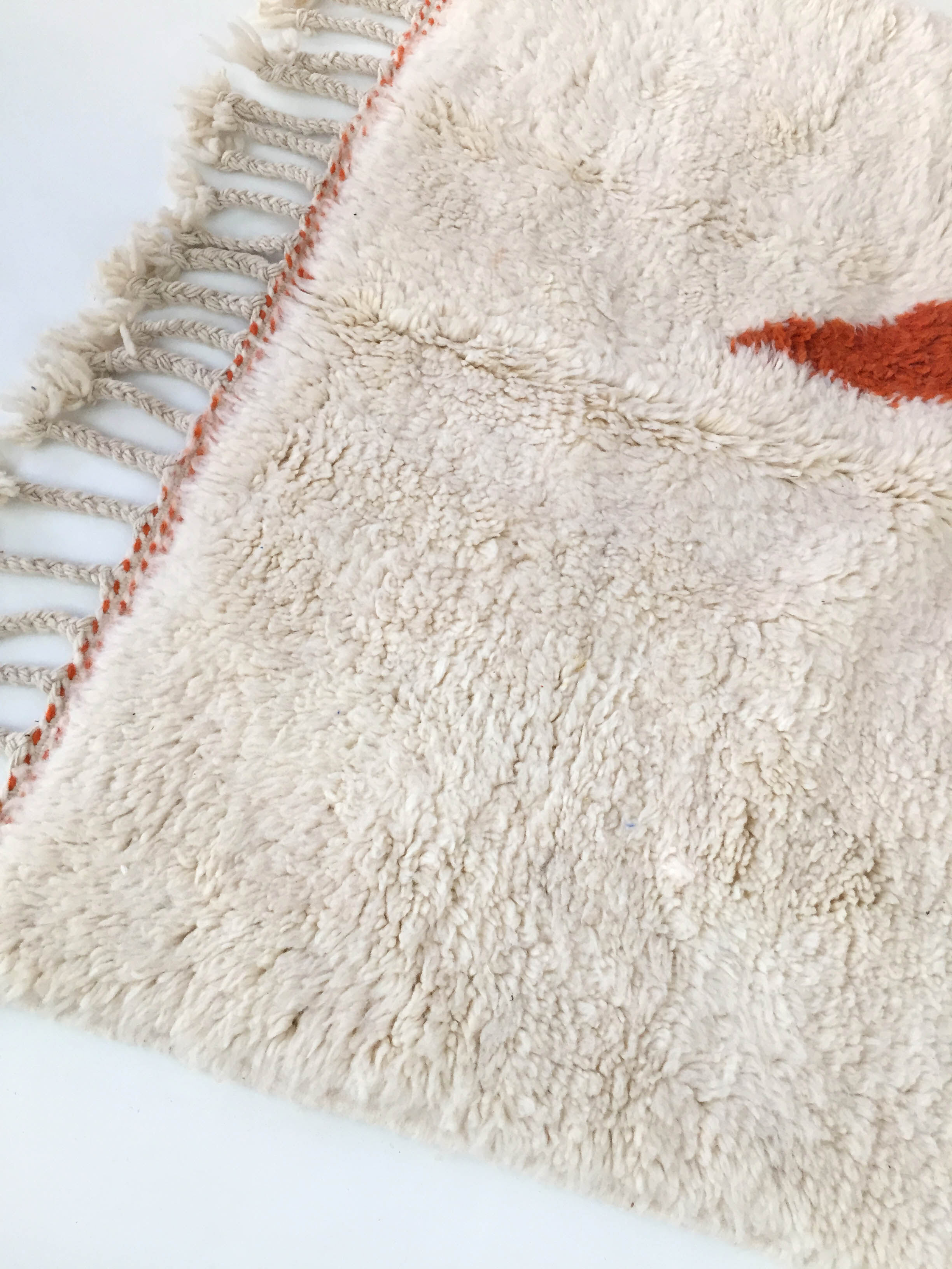 Moroccan Berber carpet Beni Ouarain ecru with colorful patterns 205x132cm