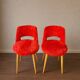 Pair of vintage red shaggy armchairs from the 1960s.