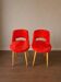 Pair of vintage red shaggy armchairs from the 1960s.