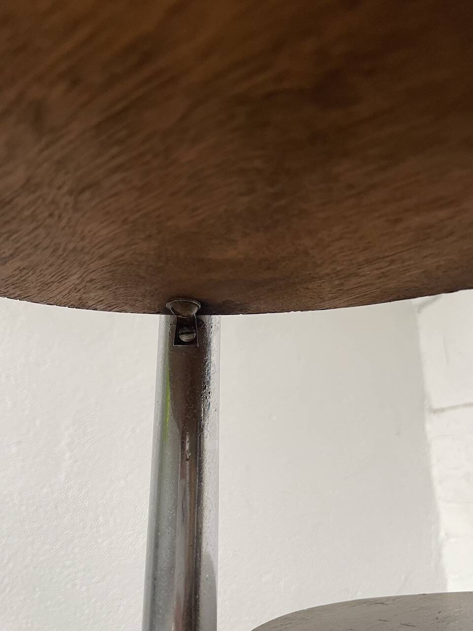 Sellette console art déco Bauhaus bois et chrome