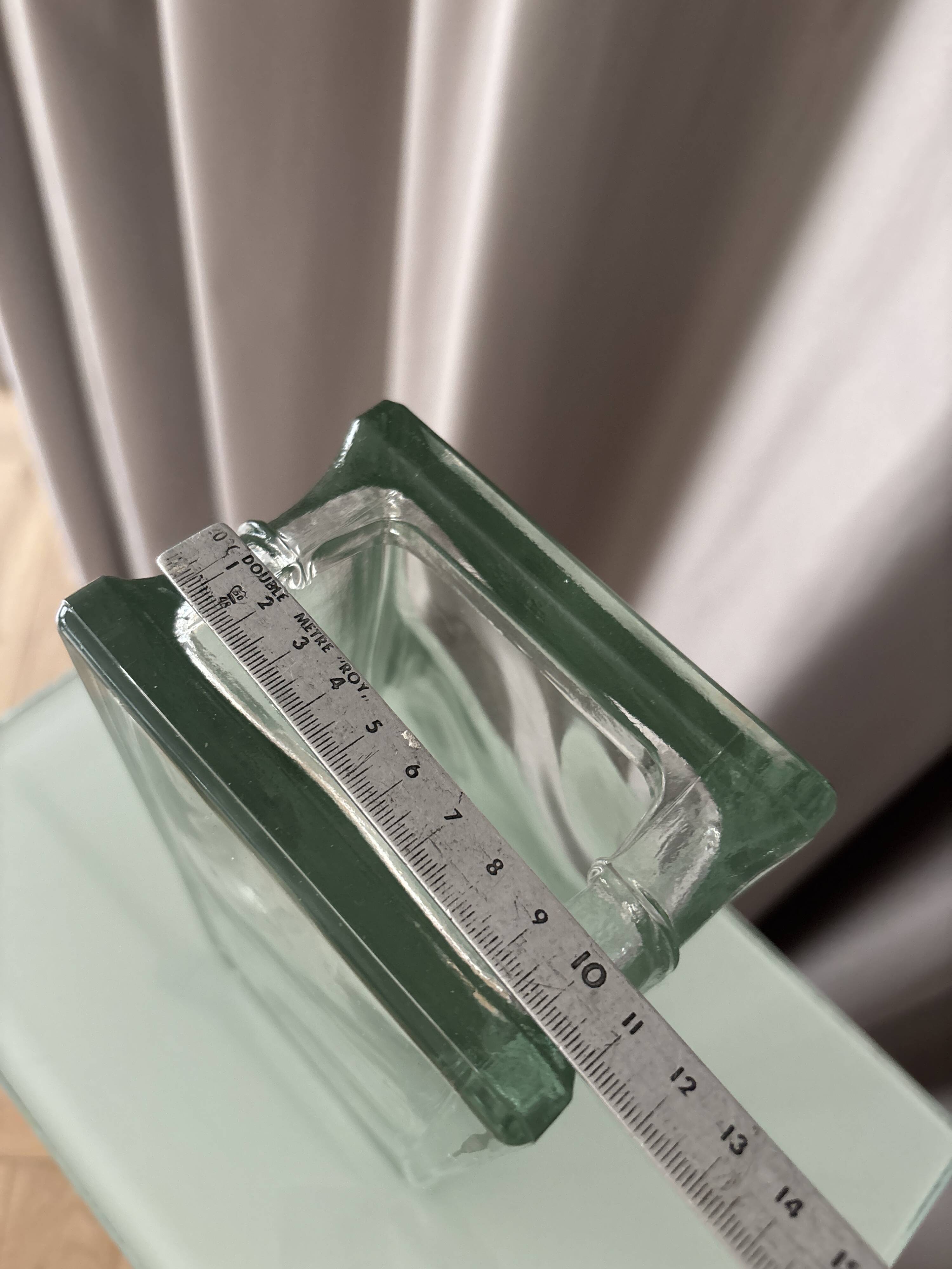 Vintage Rectangular Glass Brick Vase – Minimalist Modern Design (ca. 1980s–