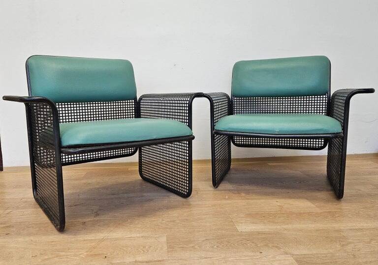 Set of Two Rare Metal Armchairs Talin Vicenza, Italy, 1970s