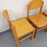 Set of 4 minimalist vintage beechwood chairs from the 80s