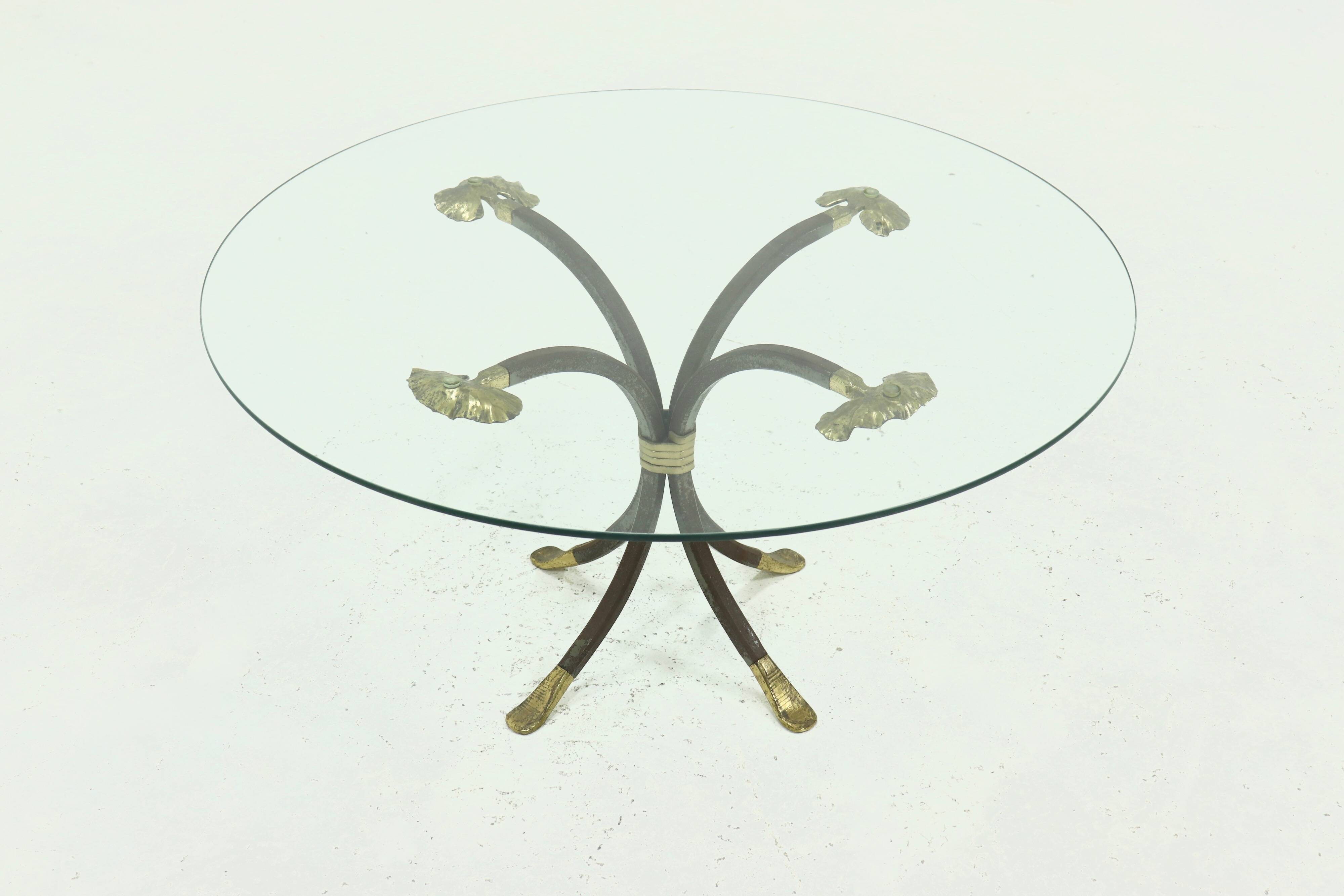 Coffee Table by Manfred Bredohl in Brass and Forged Iron 1970s