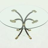 Coffee Table by Manfred Bredohl in Brass and Forged Iron 1970s