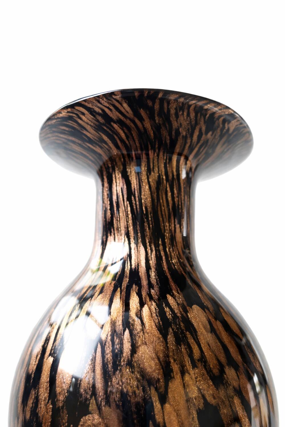 Italian vase in blown black glass & copper aventurine – 1960s