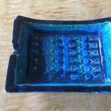 Cendrier en grès émaillé bleu polychrome