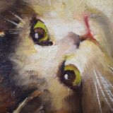 Peinture l'huile sur panneaux chatons jouant par Leon Huber