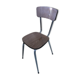 Chaise cuisine formica imitat° bois avec pieds compas metal chromé vintage