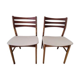 Paire de chaises scandinave danoises en teck faldsled BLANCHES