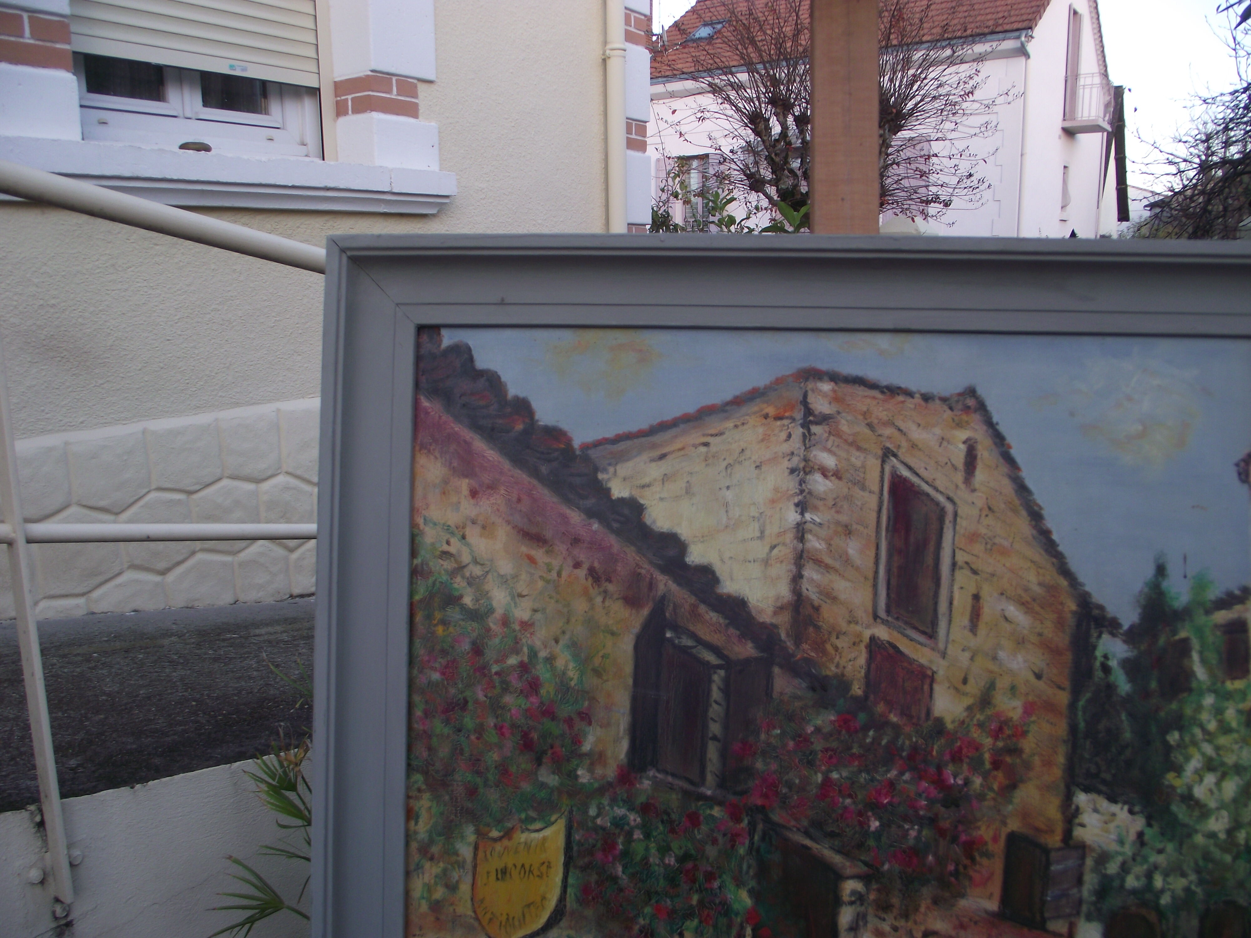 Oil on isorel village Corsica