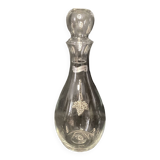Crystal wine carafe with pewter decor and 20th century tasting stopper