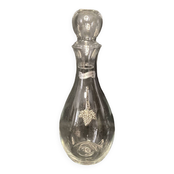 Carafe à vin en cristal décor étain avec bouchon dégustation XXème